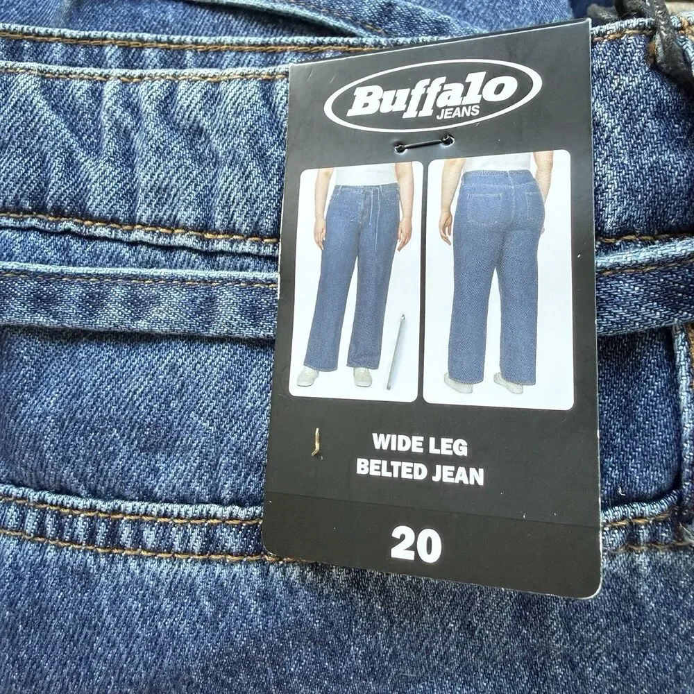 Buffalo Jeans Women's Wide Leg Belted Jean Size 18 Medium Wash NWT - Picture 11 of 14